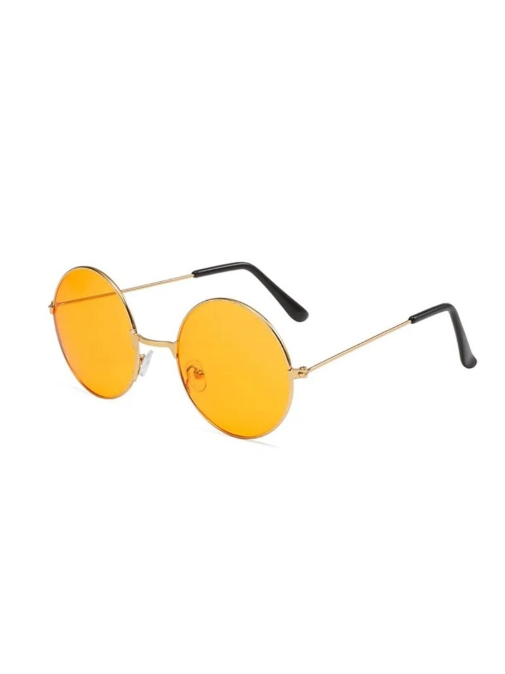 Retro Round Sunglasses With Gold Metal Frame & Orange Lenses